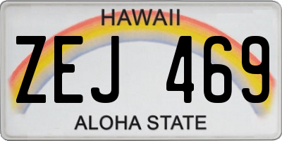 HI license plate ZEJ469
