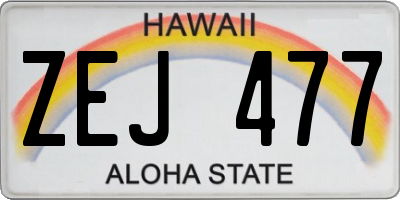 HI license plate ZEJ477