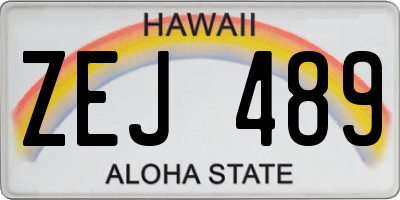 HI license plate ZEJ489