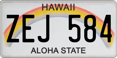 HI license plate ZEJ584