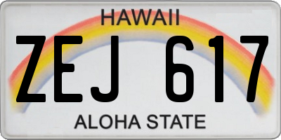 HI license plate ZEJ617