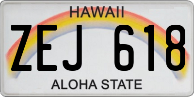 HI license plate ZEJ618