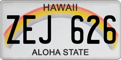 HI license plate ZEJ626