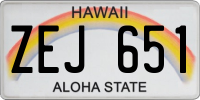 HI license plate ZEJ651