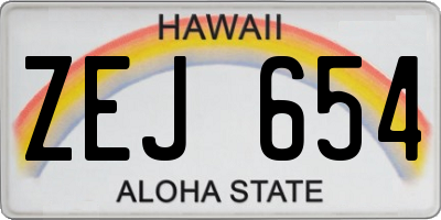 HI license plate ZEJ654
