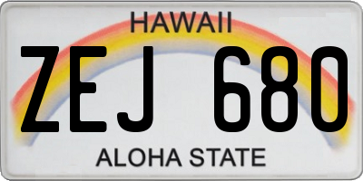 HI license plate ZEJ680