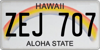 HI license plate ZEJ707