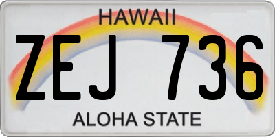 HI license plate ZEJ736