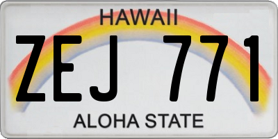 HI license plate ZEJ771