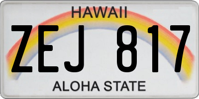 HI license plate ZEJ817