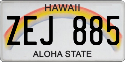 HI license plate ZEJ885