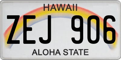 HI license plate ZEJ906