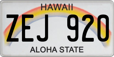 HI license plate ZEJ920