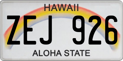 HI license plate ZEJ926
