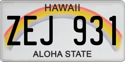 HI license plate ZEJ931