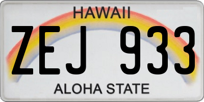 HI license plate ZEJ933