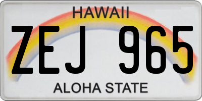 HI license plate ZEJ965
