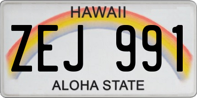HI license plate ZEJ991