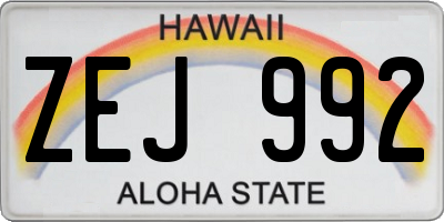 HI license plate ZEJ992