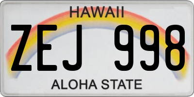 HI license plate ZEJ998