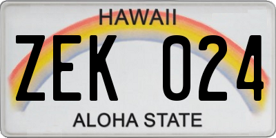 HI license plate ZEK024