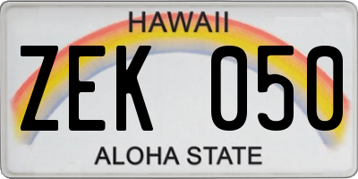 HI license plate ZEK050
