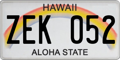 HI license plate ZEK052