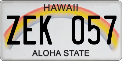 HI license plate ZEK057