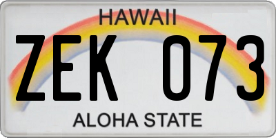 HI license plate ZEK073