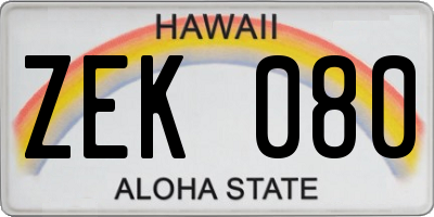 HI license plate ZEK080