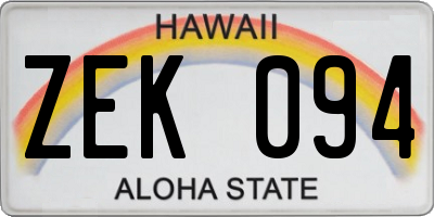 HI license plate ZEK094