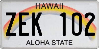 HI license plate ZEK102