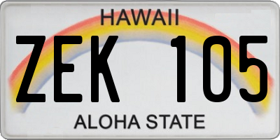 HI license plate ZEK105