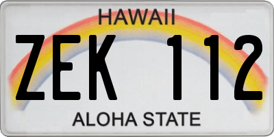 HI license plate ZEK112