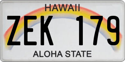 HI license plate ZEK179