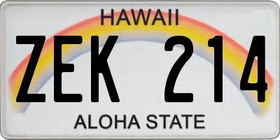 HI license plate ZEK214
