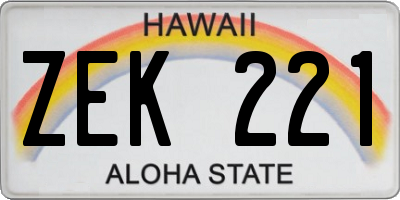 HI license plate ZEK221