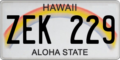 HI license plate ZEK229