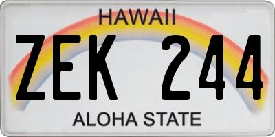 HI license plate ZEK244