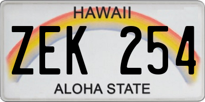 HI license plate ZEK254