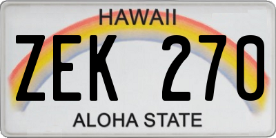 HI license plate ZEK270