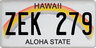 HI license plate ZEK279