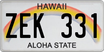 HI license plate ZEK331