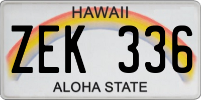 HI license plate ZEK336