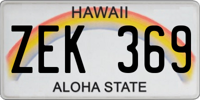 HI license plate ZEK369