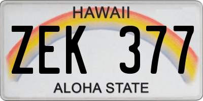 HI license plate ZEK377