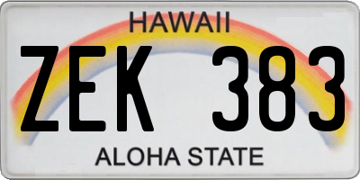 HI license plate ZEK383
