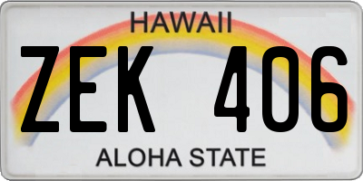 HI license plate ZEK406