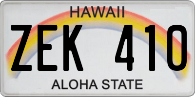 HI license plate ZEK410