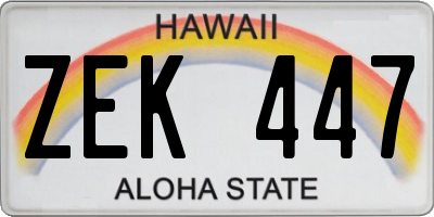 HI license plate ZEK447